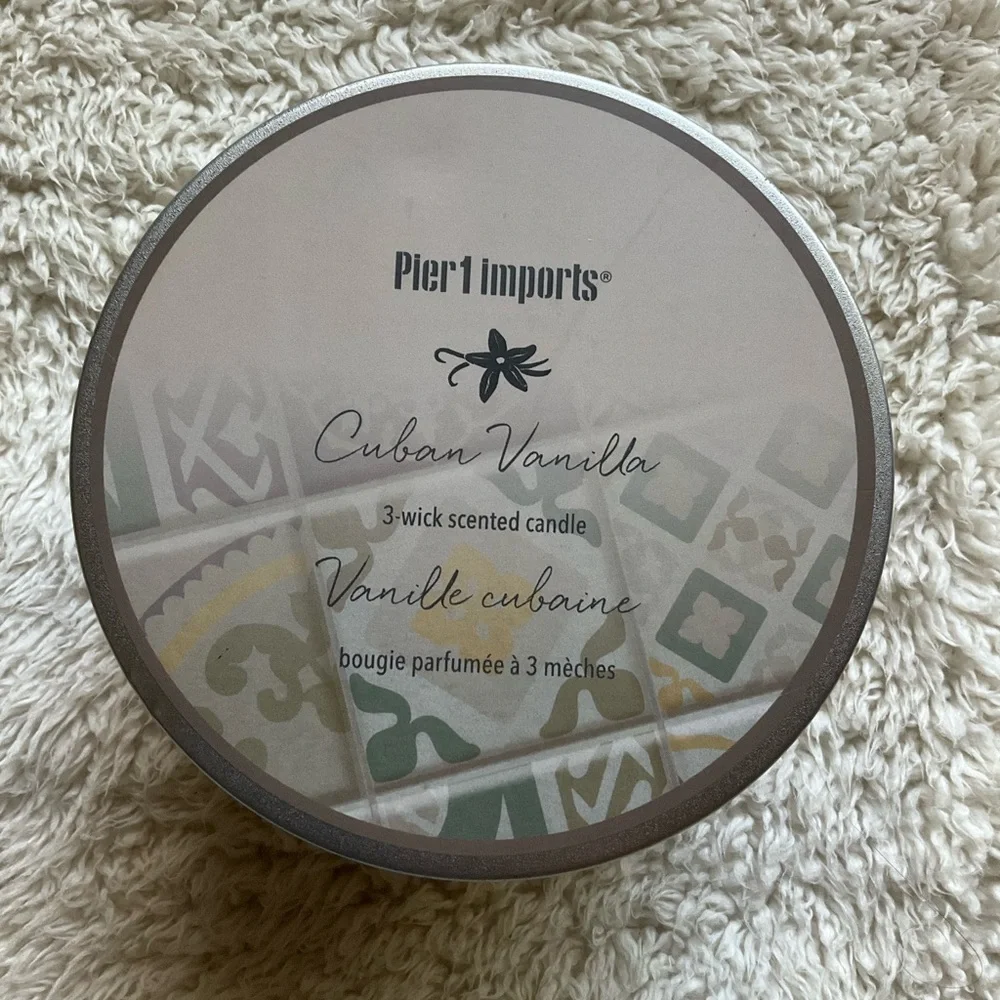 Pier 1 Cuban Vanilla 3-Wick Scented Candle - Cream and Gray